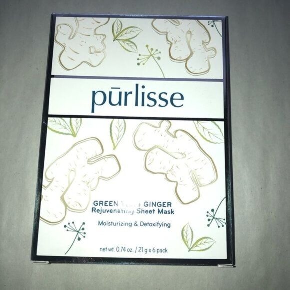 Purlisse Green‎ Tea Ginger Rejuvenating Sheet Face Masks Spa Facial Moisturizes - Picture 2 of 4